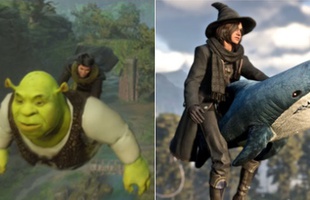 Sáng tạo vô hạn như game thủ Hogwarts Legacy, cho nhân vật cưỡi cá mập, Shrek thay chổi bay