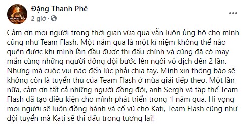 Team Flash tiếp tục chia tay 1 công thần, chạy đà chuẩn bị cho sự ra đời của Dream Team? - Ảnh 3. Team Flash tiếp tục chia tay 1 công thần, chạy đà chuẩn bị cho sự ra đời của Dream Team? - Ảnh 3.