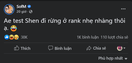 SofM khuyên người chơi LMHT ở Việt Nam anh em test Shen đi rừng ở rank nhẹ nhàng thôi - Ảnh 4.