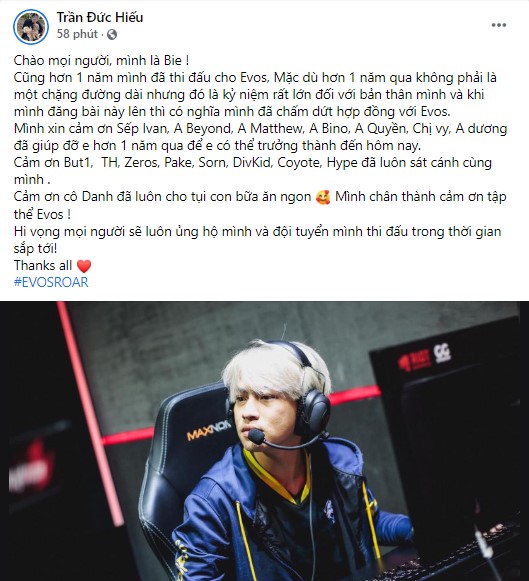 Divkid, Bie, Sorn đồng loạt tuyên bố chia tay EVOS Esports, tin đồn giải thể sắp trở thành hiện thực? - Ảnh 2.