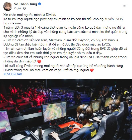 Divkid, Bie, Sorn đồng loạt tuyên bố chia tay EVOS Esports, tin đồn giải thể sắp trở thành hiện thực? - Ảnh 1.