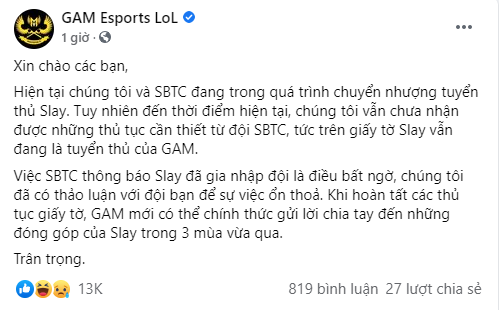 Vợ Slay chỉ trích gay gắt chủ sở hữu GAM Esports: Tiền các anh đang nợ là tiền đẻ, tiền bỉm sữa của con nó đấy - Ảnh 1.