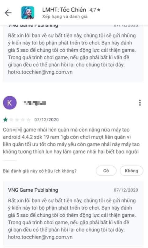 Tốc Chiến chỉ còn 3.5 sao trên Google Play, VNG bị hại bởi những bình luận phá game cực kỳ vô ý thức - Ảnh 3. Tốc Chiến chỉ còn 3.5 sao trên Google Play, VNG bị hại bởi những bình luận phá game cực kỳ vô ý thức - Ảnh 3.
