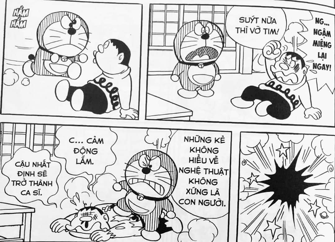 Giọng hát đã từng làm bạn rùng mình chưa? Hãy chuẩn bị cho một cơn ác mộng khi xem bức hình này. Phần lớn các scene trong Doraemon đều mang tính kinh dị, đặc biệt là khi nhân vật của chúng ta bắt đầu hát. Nhưng đừng sợ, cùng chúng tôi trải nghiệm một chút giải trí gay cấn nhé!