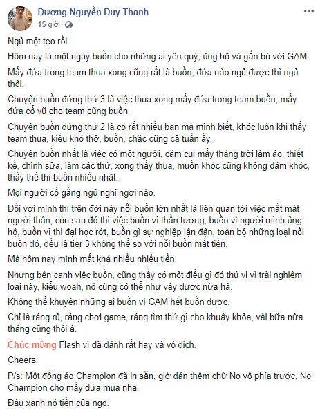 GAM thua đau đớn, HLV Tinikun chia sẻ việc bị lỗ cả tỷ đồng vì lỡ in áo GAM Champion và pad chuột nhưng không thể bán - Ảnh 2.