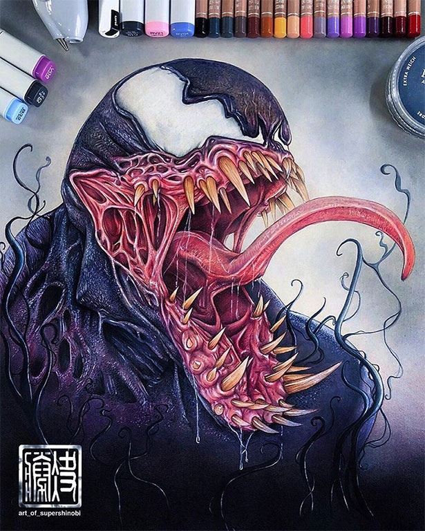 Ngắm fan art Venom theo phong cách kinh dị, đáng sợ nhưng cũng vô cùng đã mắt - Ảnh 11.