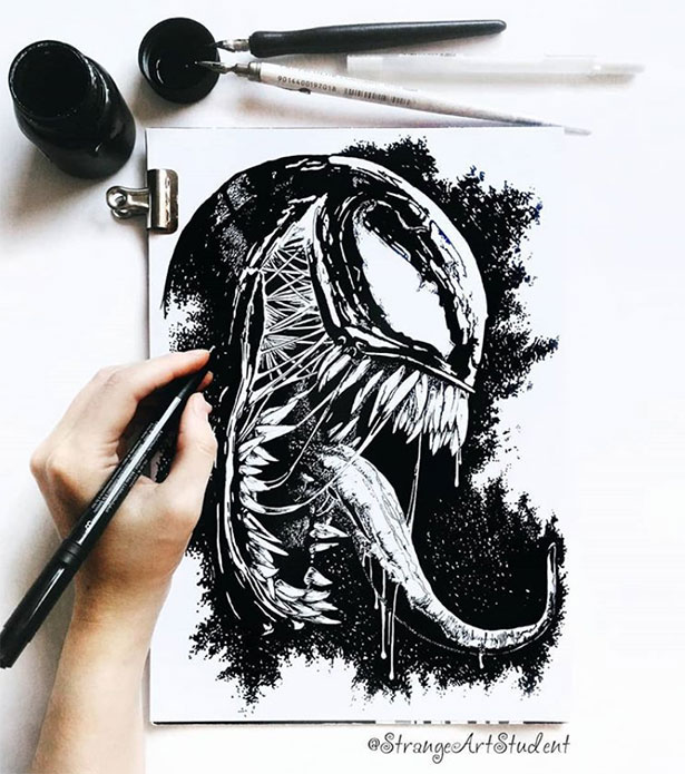 Ngắm fan art Venom theo phong cách kinh dị, đáng sợ nhưng cũng vô cùng đã mắt - Ảnh 19.