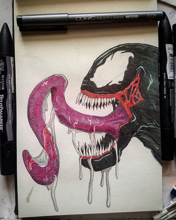Ngắm fan art Venom theo phong cách kinh dị, đáng sợ nhưng cũng vô cùng đã mắt - Ảnh 3.
