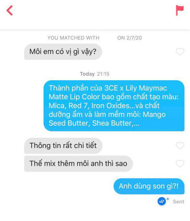 Thanh niên lên Tinder gặp gái nào cũng hỏi Môi em có vị gì vậy? liền nhận lại loạt đáp trả bén như cái chén - Ảnh 7.