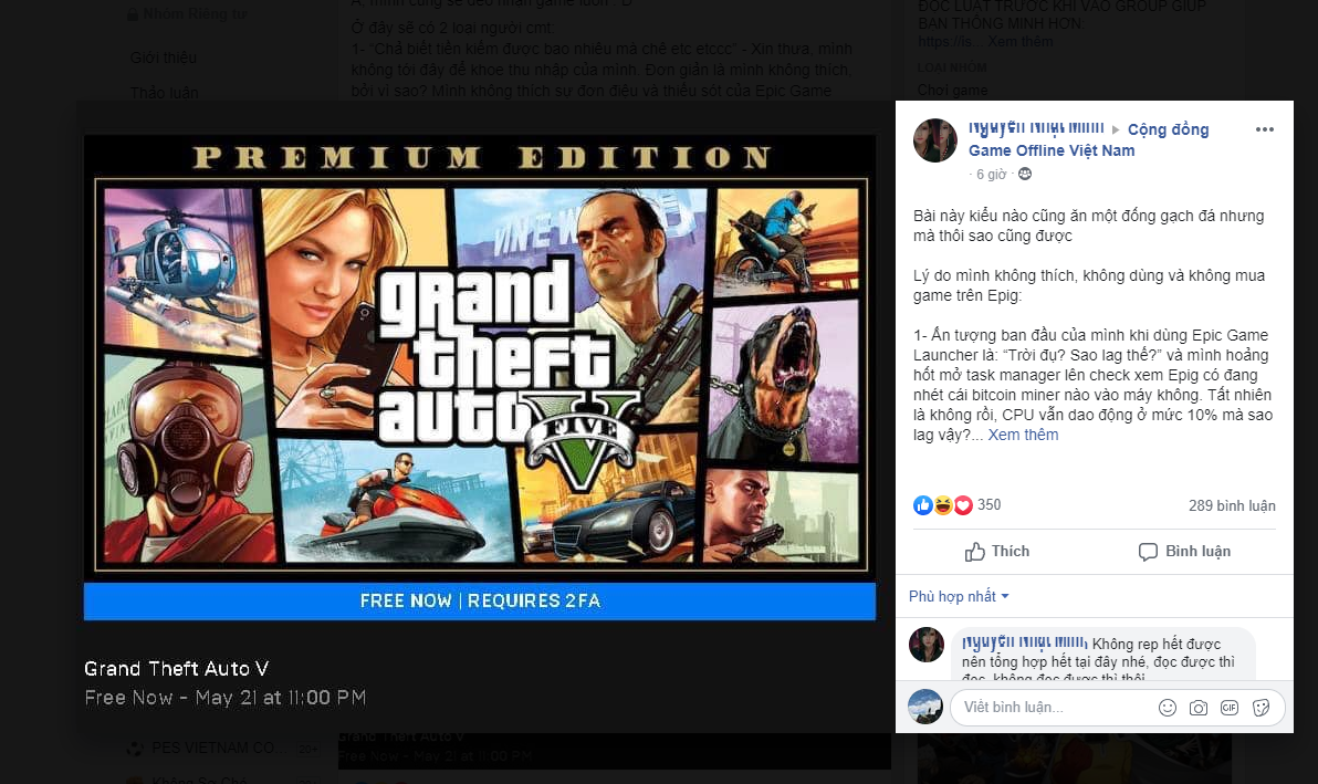 Chỉ Vì Tranh Nhau Nhận Gta V Free, Game Thủ Việt Bỗng Quay Sang Cãi Lộn,  Chê Epic Games Chỉ Là “Cùi Bắp Chơi Ngông”