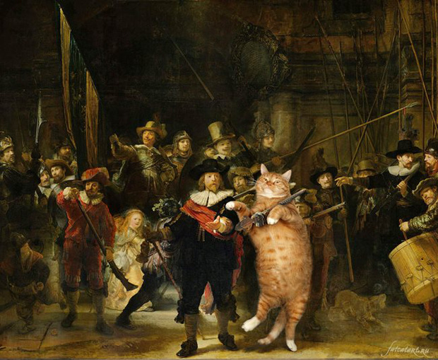 Chết cười loạt ảnh chế mèo béo trở thành nàng thơ trong các bức họa nổi tiếng - Ảnh 14.