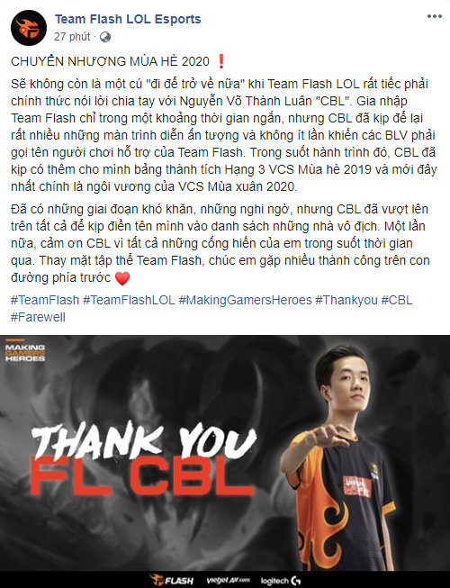 LMHT: Team Flash bất ngờ chia tay Hỗ trợ CBL, tin đồn FL Palette sắp thành hiện thực thật? - Ảnh 1.