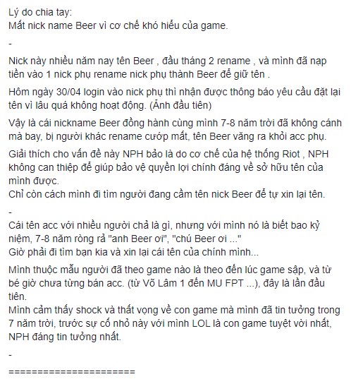 Nạp cả tỉ đồng, chủ tài khoản LMHT khủng bậc nhất Việt Nam bất ngờ tuyên bố nghỉ game vì bị mất tên ingame - Ảnh 4.