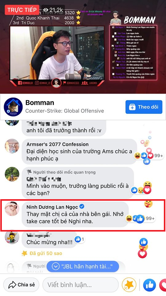 Kênh stream hóa Đại hội võ lâm, cả diễn viên Ninh Dương Lan Ngọc cũng chúc mừng đôi trẻ Bomman - Minh Nghi - Ảnh 2.