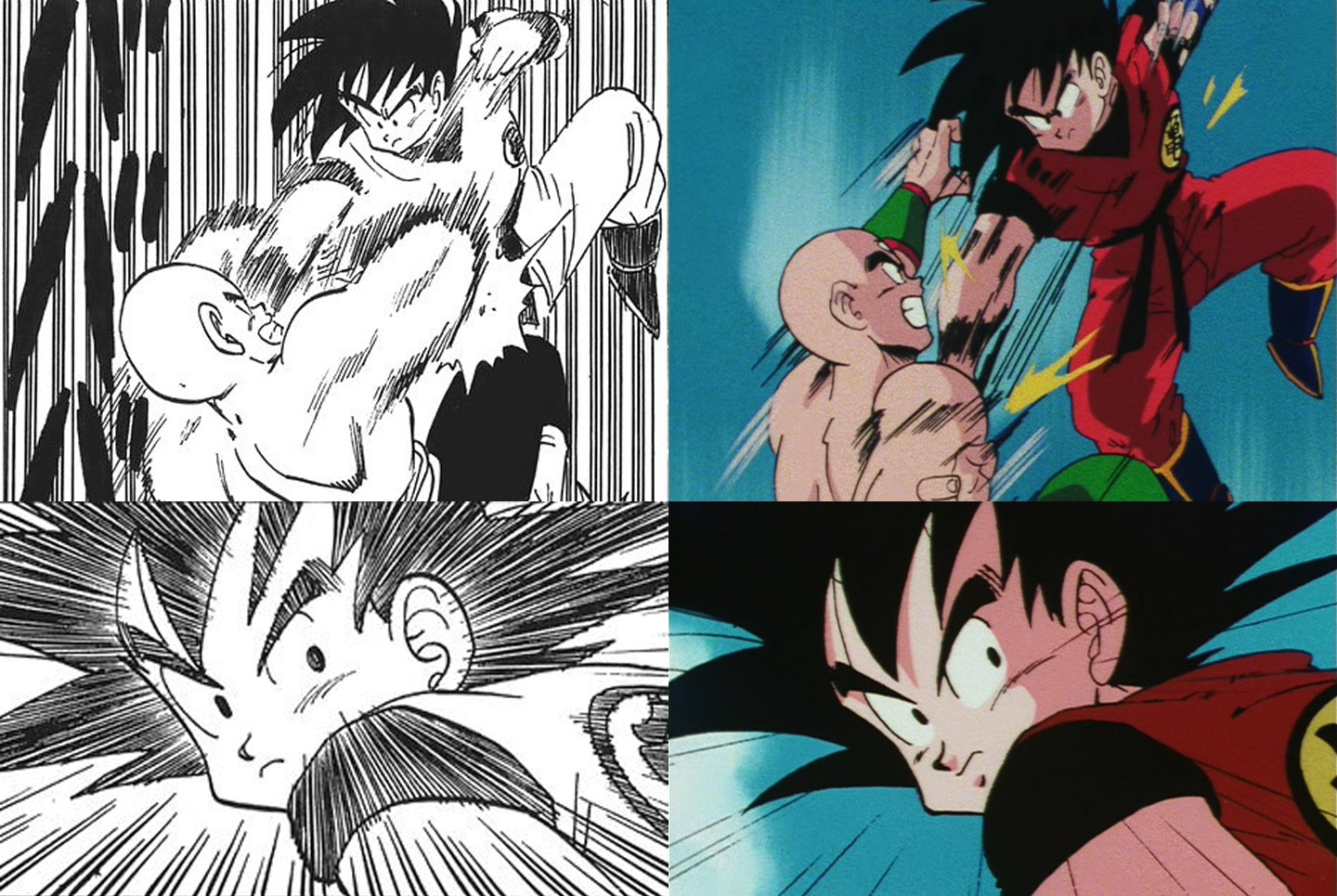 Dragon Ball: So sánh ảnh đen trắng với bản gốc anime, kẻ tám lạng người nửa  cân, Goku vẫn quá 