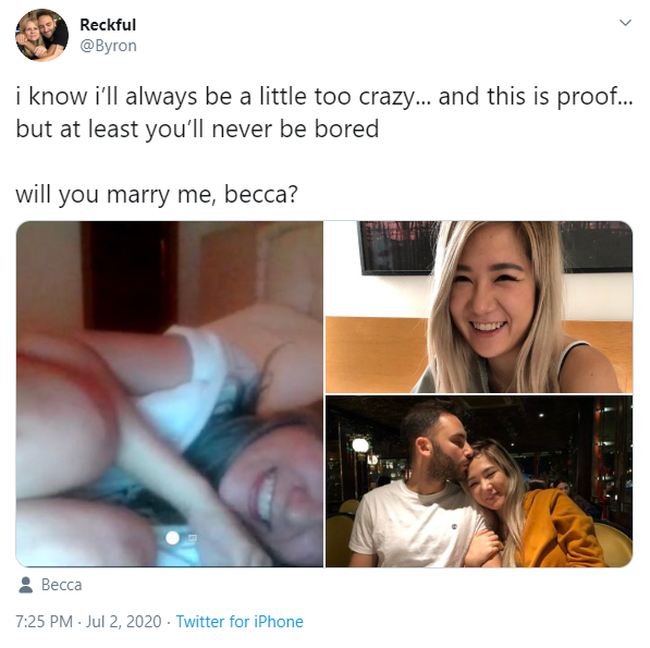 Reckful cầu hôn bạn gái trên Twitter không lâu trước khi qua đời