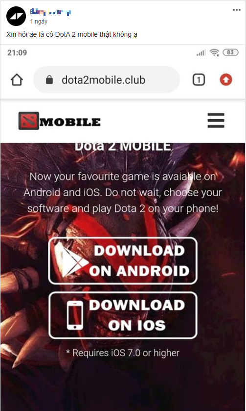 Tìm được link tải Dota 2 Mobile, game thủ Việt suýt gặp hạn, may mà có “đồng đội” kịp thời can ngăn - Ảnh 2.