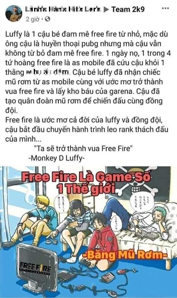 Game thủ Lửa Chùa dựng chuyện Free Fire là ước mơ cả đời của Luffy One Piece, thậm chí mang ơn As Mobile - Ảnh 3.