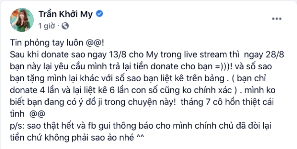 Khổ như Khởi My, làm streamer được fan donate hàng triệu đồng, nhưng nửa tháng sau bất ngờ bị đòi lại phũ phàng - Ảnh 2.