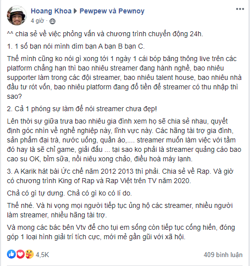 Pewpew chia sẻ việc xuất hiện trong phóng sự về streamer trên VTV: Chả có gì tự dưng. Chả có gì không có lí do - Ảnh 2. Pewpew chia sẻ việc xuất hiện trong phóng sự về streamer trên VTV: Chả có gì tự dưng. Chả có gì không có lí do - Ảnh 2.