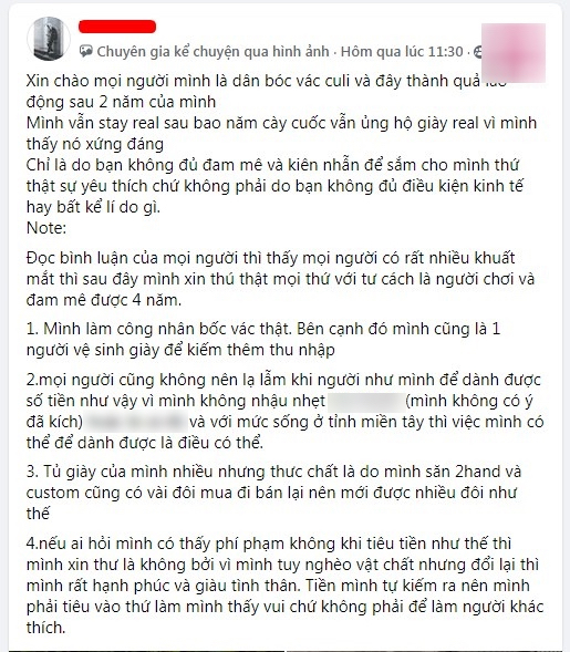 Làm bốc vác nhưng lại sở hữu tủ giày lên tới hàng chục triệu, nam thanh niên khiến cộng đồng mạng tranh luận không ngớt - Ảnh 1.