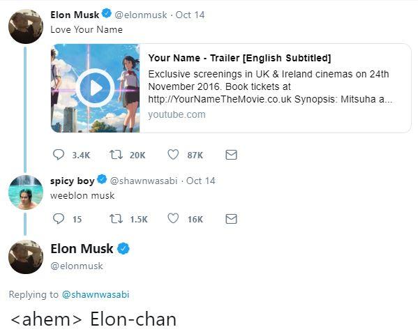 Elon Musk có niềm yêu thích đặc biệt với anime