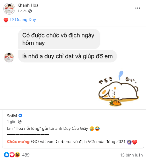 EGO gửi lời cảm ơn SofM sau chức vô địch VCS Mùa Đông 2021, nhưng Thần rừng Việt Nam phải thanh minh gấp 1 điều - Ảnh 5.