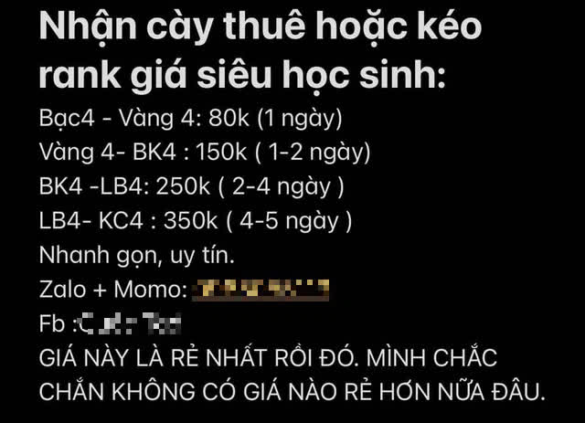 Giật mình với mức giá cày thuê Tốc Chiến của thanh niên “đang tuổi đến trường” và cái kết đắng vô cùng - Ảnh 3.