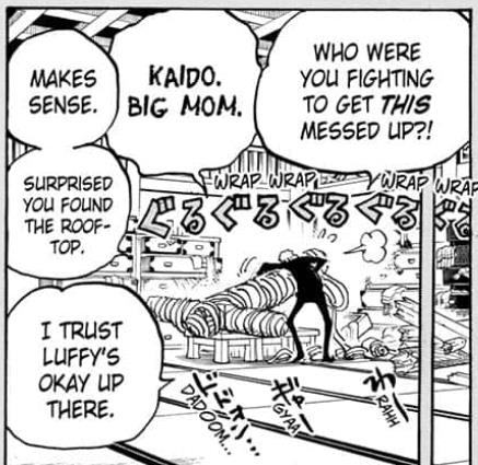 Cùng soi những chi tiết thú vị trong One Piece chap 1012: Sanji tỏ ra ngạc nhiên khi Zoro tìm được đường lên nóc nhà - Ảnh 7.