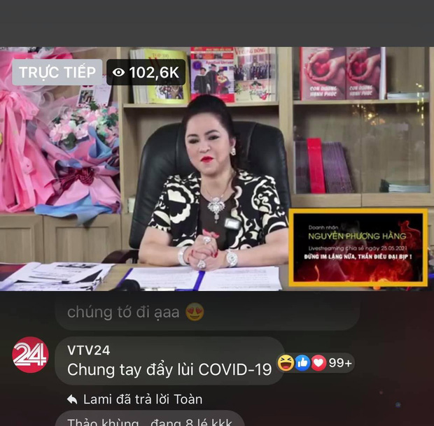 Thực hư chuyện VTV24 tranh thủ tuyên truyền chống dịch trên livestream của bà Phương Hằng - Ảnh 1.