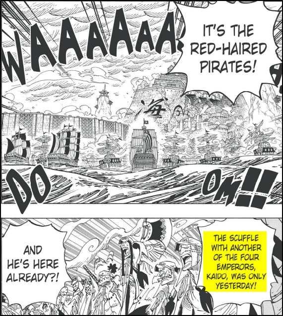One Piece: Bí mật về cuộc trao đổi ngầm giữa Shanks và Kaido trước đại chiến Marineford dường như được hé lộ tại chap 1016? - Ảnh 1.
