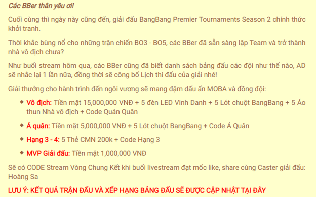 Bùng nổ với giải đấu Bang Bang Premier Tournaments Season 2 - Ảnh 2.