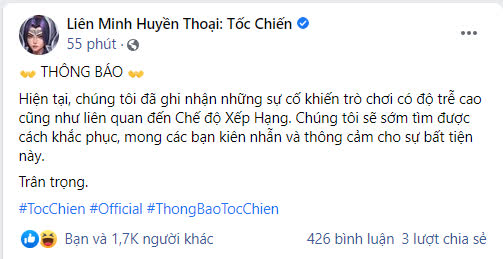 Fanpage chính thức thừa nhận Tốc Chiến gặp sự cố nghiêm trọng, người chơi Việt thề sẽ đánh sập game - Ảnh 1.