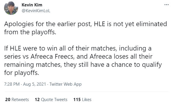 Thi đấu bết bát nhưng HLE vẫn chưa hết cơ hội lọt vào vòng Playoffs - Ảnh 1.