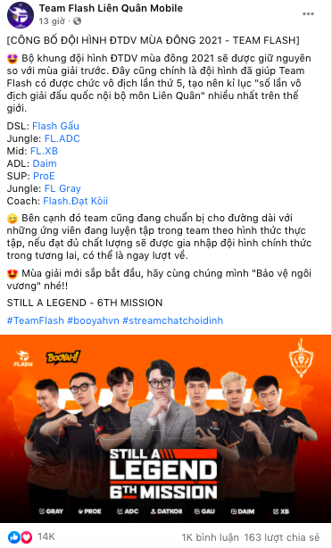 Team Flash “chốt” đội hình mùa mới, đại diện đội phải giải thích sự vắng bóng của một cái tên - Ảnh 2. Team Flash “chốt” đội hình mùa mới, đại diện đội phải giải thích sự vắng bóng của một cái tên - Ảnh 2.