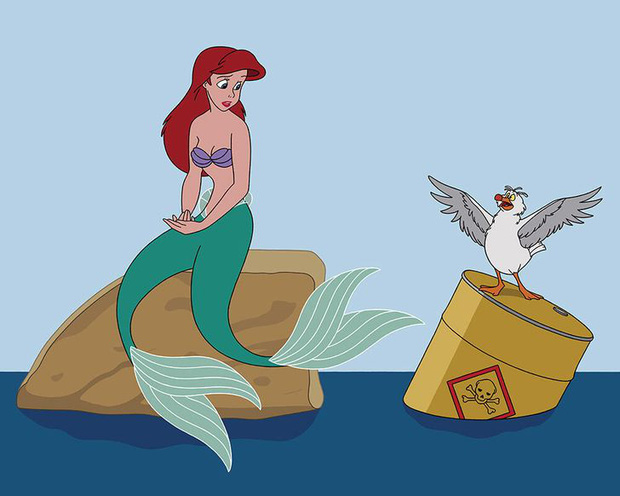 Chùm ảnh đáng báo động nếu hoạt hình Disney xảy ra ở thời hiện đại: Chẳng có cái kết đẹp nào xảy ra, Ariel còn biến dạng vì loài người! - Ảnh 1.