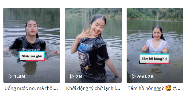 Quay video tắm hồ làm “content” TikTok, hot girl miền sơn cước mắc lỗi lộ nội y, cộng đồng lắc đầu ngán ngẩm - Ảnh 2.