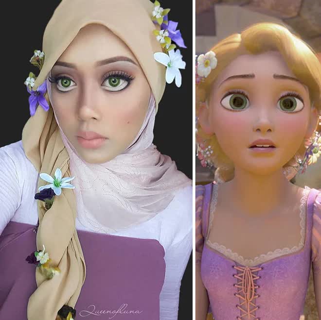 Từ Wednesday đình đám đến loạt công chúa Disney, cô gái tái hiện lại xuất sắc chỉ với chiếc khăn Hijab - Ảnh 2.