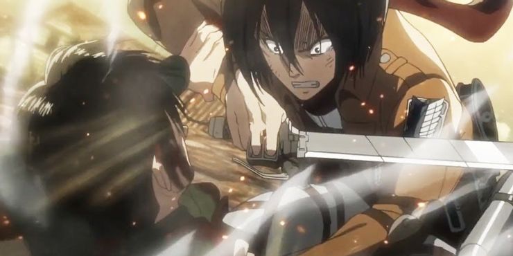 Mikasa, lồng tiếng và khóc - một cảnh tượng đầy xúc động trong Attack on Titan. Hãy xem hình ảnh để cảm nhận được cảm xúc đầy bi thương của Mikasa.
