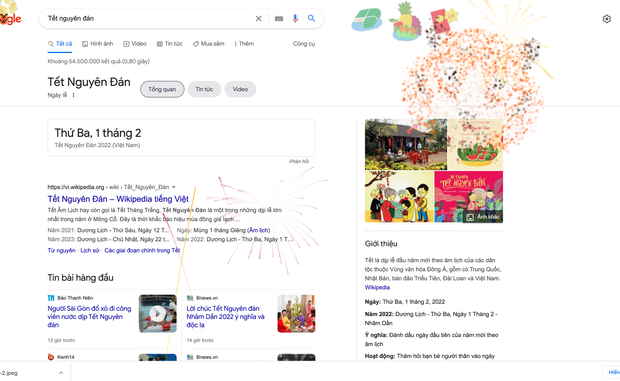  Điều gì xảy ra khi bạn gõ cụm từ Tết Nguyên đán trên Google? - Ảnh 1.