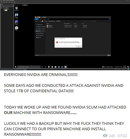 Bị hacker tấn công, NVIDIA hack lại, cài cả ransomware vào máy chủ của tin tặc - Ảnh 3.