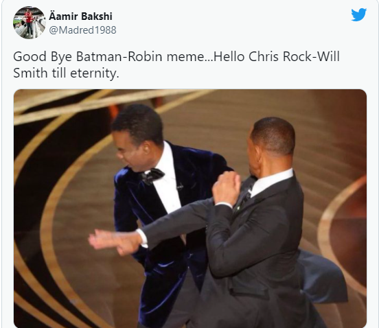 Meme Will Smith slaps Chris Rock, many fans call this Batman Oscar 2022 version - Photo 3.