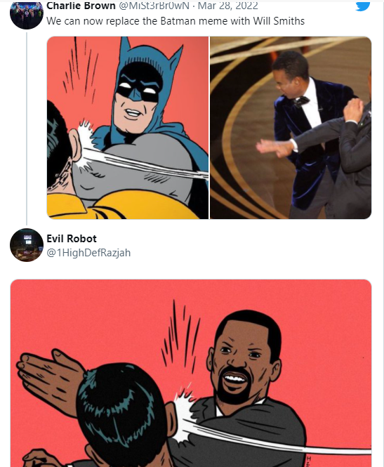 Meme Will Smith slaps Chris Rock, many fans call this Batman the Oscar 2022 version - Photo 4.