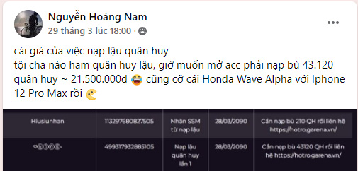 Many Lien Quan accounts have been moved to the island until 2090, if you want to open them, pay Garena, some people owe tens of millions - Photo 2.