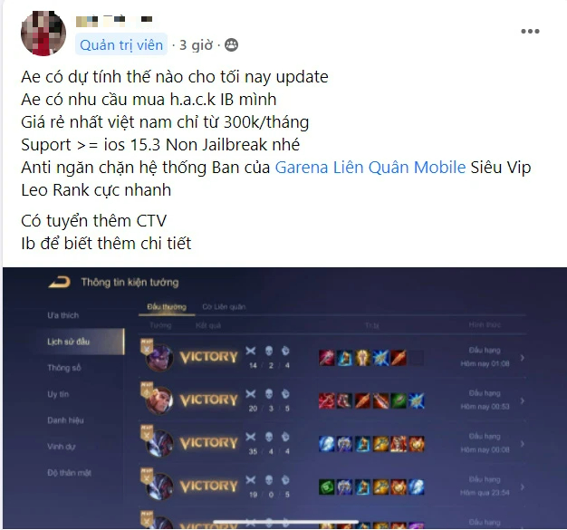 This is the KDA of the hacker Lien Quan: Startled by the monthly hack fee, Garena read this statement and could only cry - Photo 1.