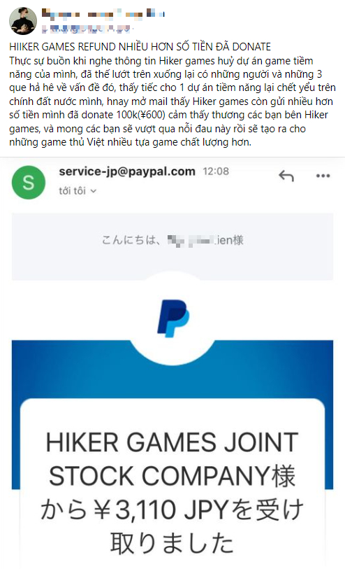 Dự án 300475 sụp đổ, game thủ chia sẻ Hiker Games refund nhiều hơn số tiền đã donate, CĐM chỉ biết cảm thán - Ảnh 2.