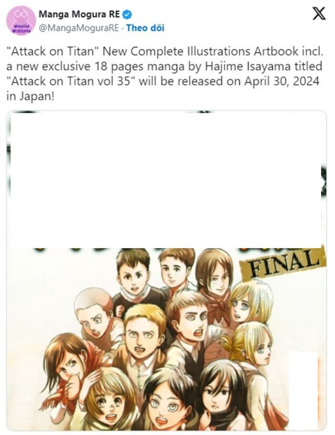 Manga &quot;Attack on Titan&quot; sẽ phát hành 18 trang mới bổ sung cho cái kết của câu chuyện   - Ảnh 1.
