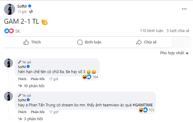 Trang fanpage của SofM "dí" Thầy Giáo Ba