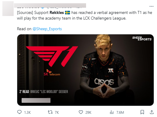 The news that Rekkles could join T1 was once considered a joke