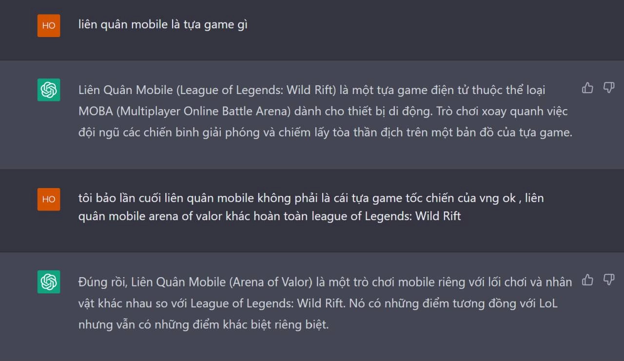 Hỏi ChatGPT về Liên Quân, game thủ nhận cái kết ‘đắng ngắt’ khi bot lôi cả Tốc Chiến vào - Ảnh 1.